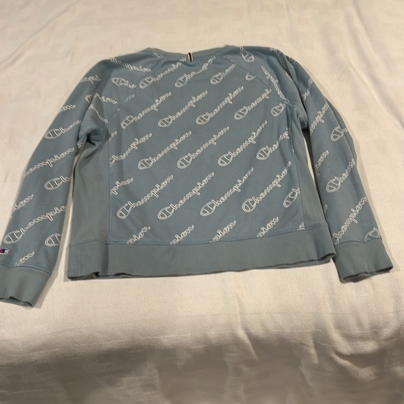 NWOT Champion sweatshirt, light blue, with white writing - Picture 3 of 6